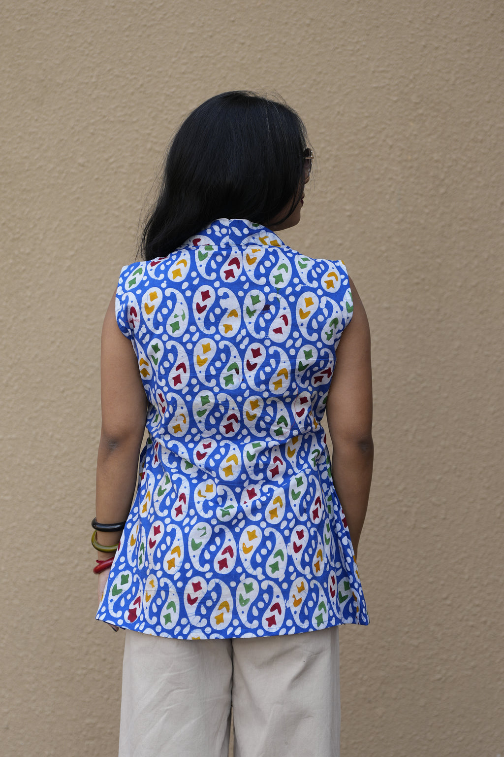 Royal Blue Paisley Block-Print Cotton Tunic